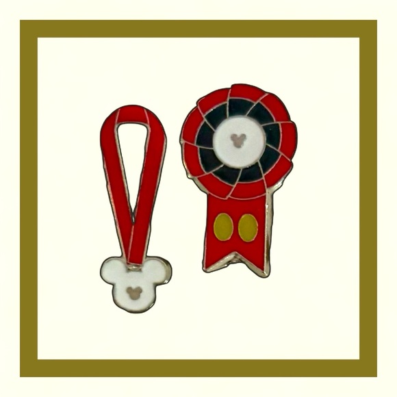 Disney Jewelry - Disneys Mickey Mouse Red and Black Kids Ribbon Pins - Brooches